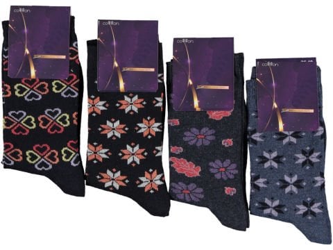 12'li Desenli Bayan Soket Çorap 155379