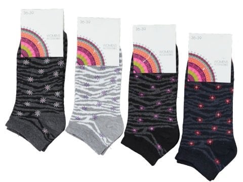 12'li Desenli Bayan Patik Çorap 137974