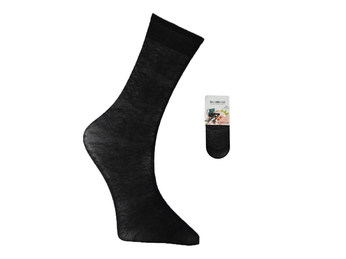 Siyah 40 Den Desenli Dizaltı Bayan Çorap 147786