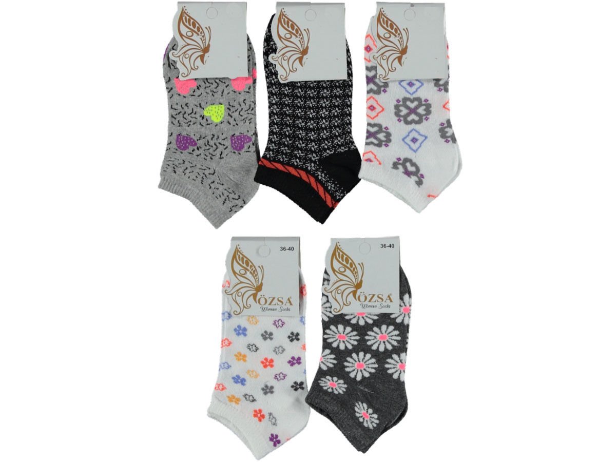 12'li Ucuz Desenli Bayan Patik Çorap 137370