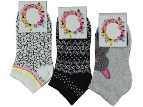 12'li Ucuz Desenli Bayan Patik Çorap 137370