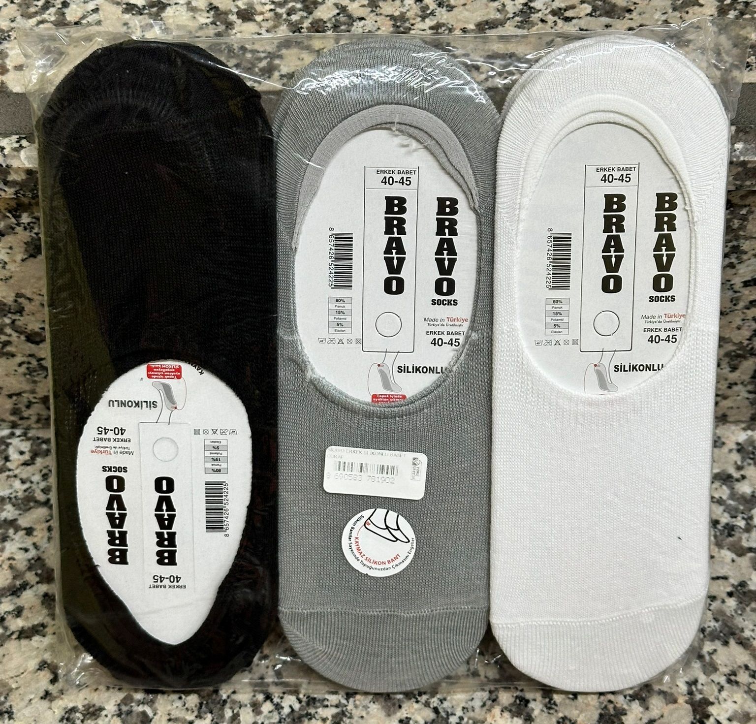 12'li Bravo Silikonlu Kaymaz Erkek Babet Çorap