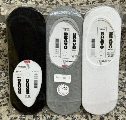 12'li Bravo Silikonlu Kaymaz Erkek Babet Çorap