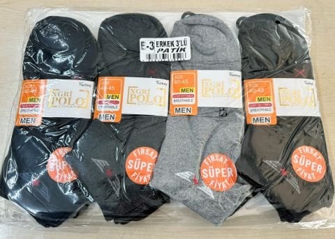 12'li XGRİ Polo Kısa Konç Erkek Patik Çorap