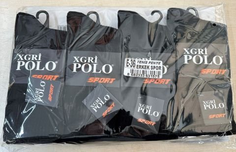 12'li XGRİ Polo Tenis Erkek Spor Çorap