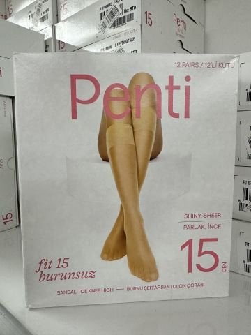 12'li Penti Fit 15 Burunsuz Parlak İnce Pantolon Çorap 116872