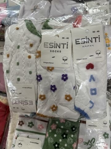 12'li Esinti Kabartma Desenli Dikişsiz Kadın Patik Çorap