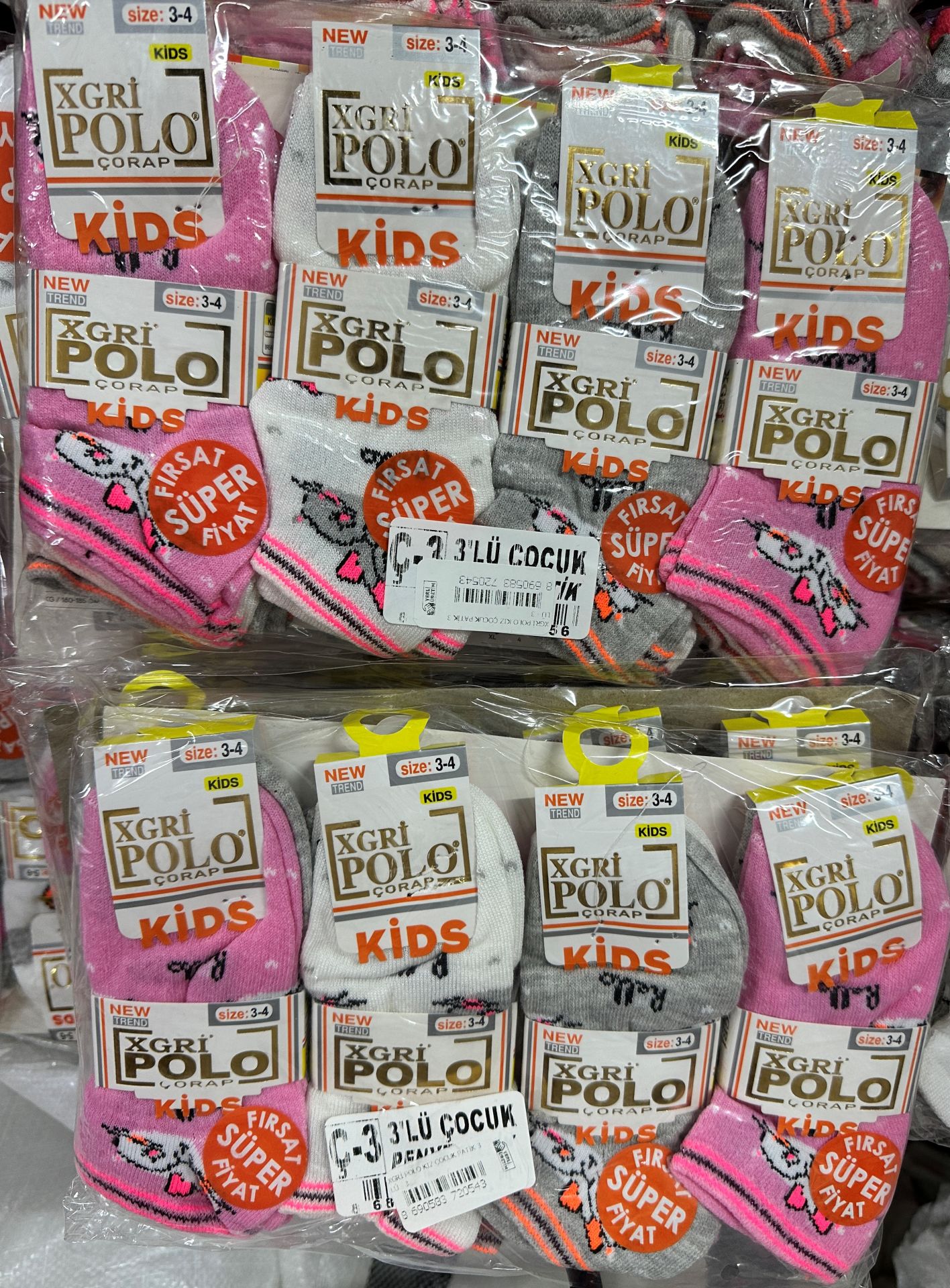 12'li X-Gri Polo Kız Çocuk Patik Çorap