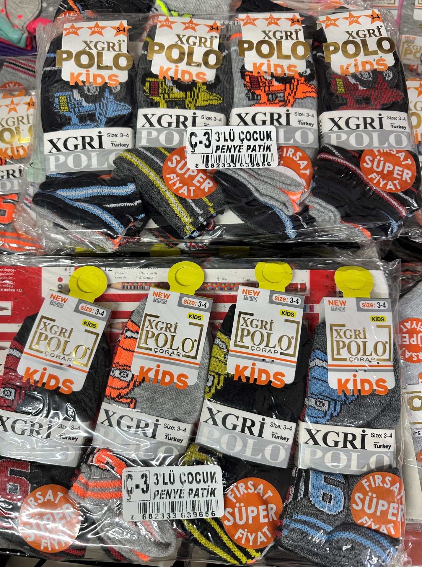 12'li X-Gri Polo Erkek Çocuk Patik Çorap