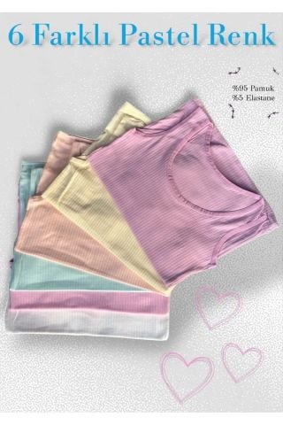 Kalın Askı Fitilli Kız Çocuk Atlet (6 Adet)