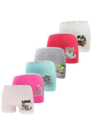 6'lı Dondeza 402 Baskılı Kız Çocuk Boxer