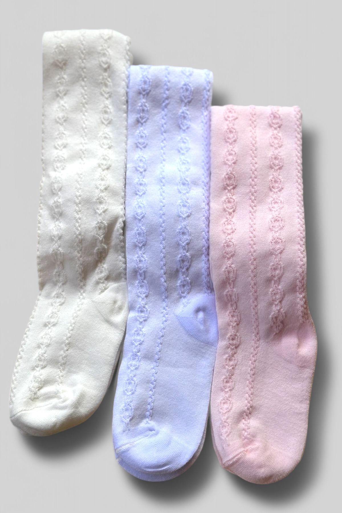 3'lü Kız Çocuk Jakar Desenli Külotlu Çorap