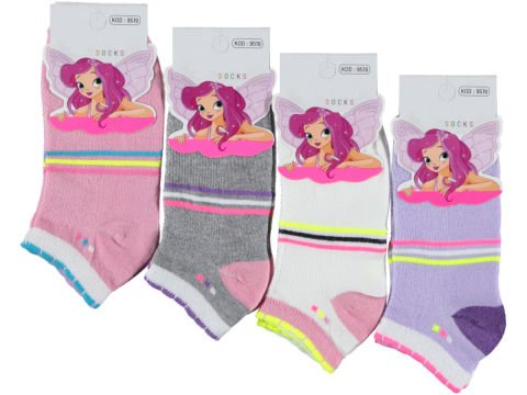 12'li Desenli Kız Çocuk Patik Çorap 165441