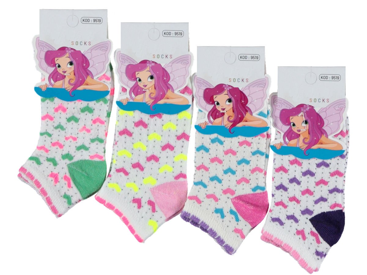 12'li Desenli Kız Çocuk Patik Çorap 165441