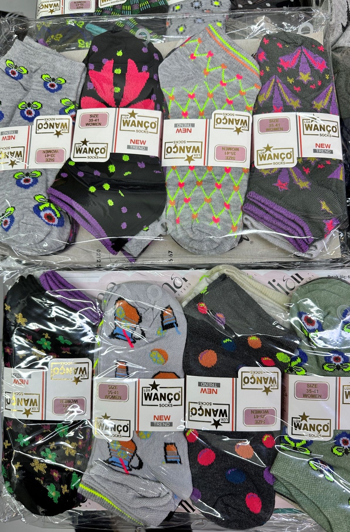 12'li Wanço Desenli Kadın Patik Çorap