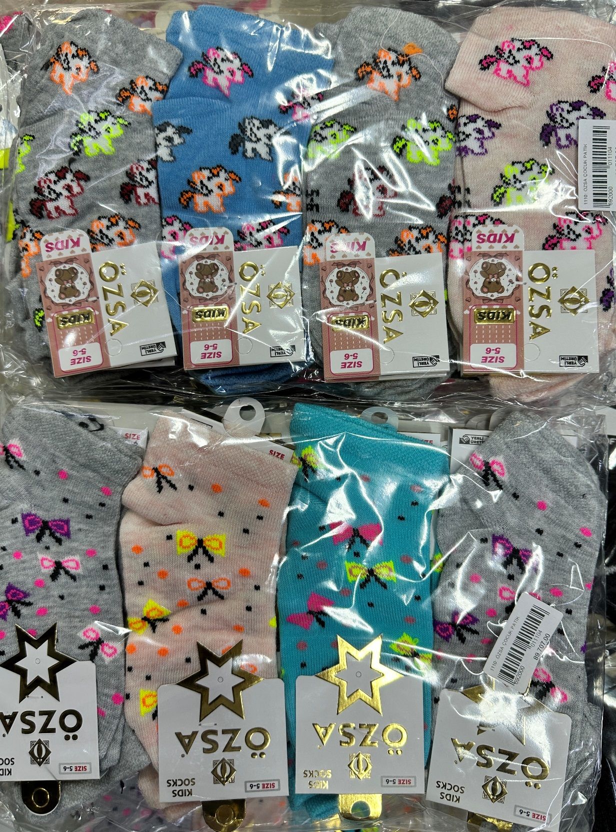 12'li Özsa Desenli Kız Patik Çorap