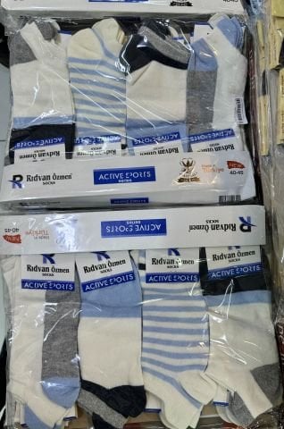 12'li Rıdvan Özmen Mavi Tonlarda Erkek Patik Çorap