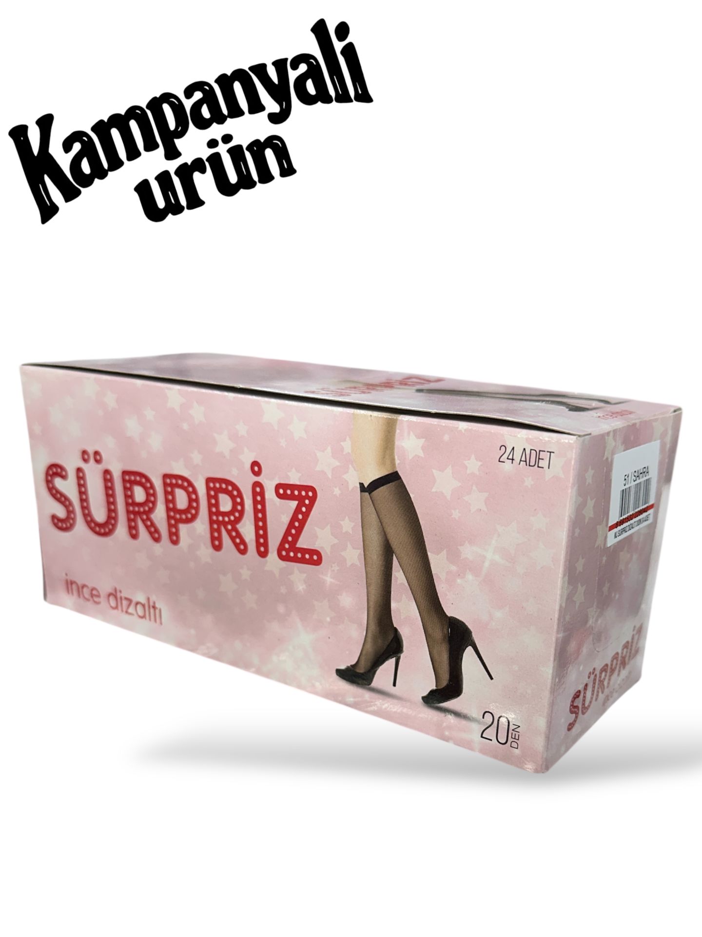 24'lü Süpriz 20 Den İnce Tül Diz Altı Çorap