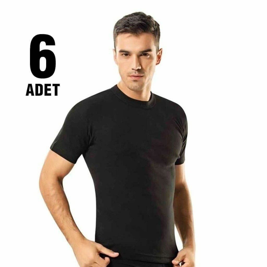 6'lı Tutku Renkli Sıfır Yaka Penye Erkek Fanila TER105-R 1 - SİYAH