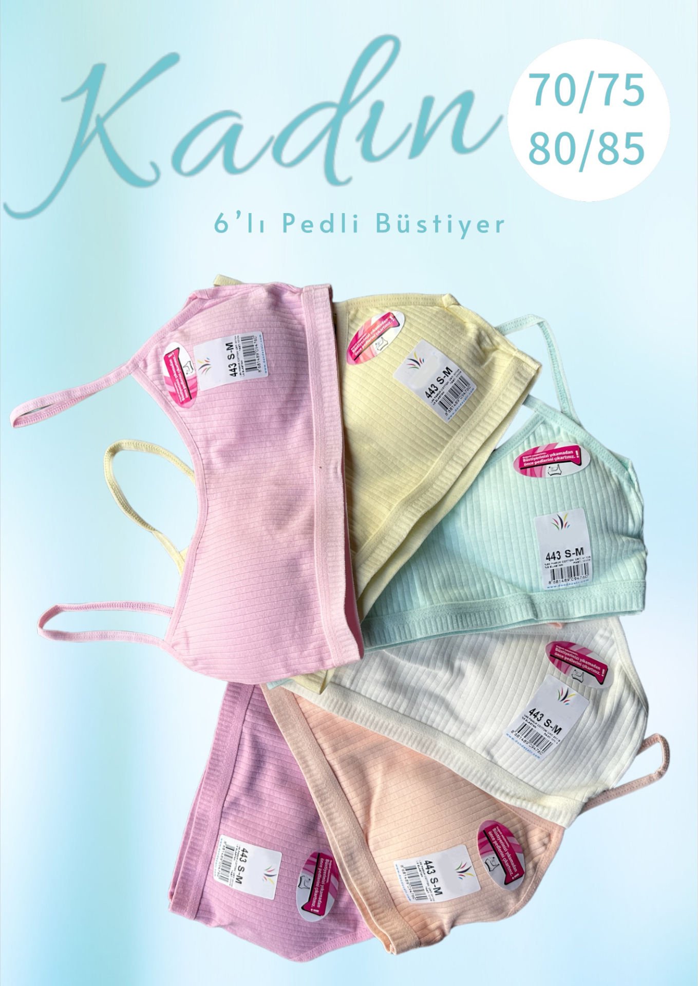 6'lı Dondeza Fitilli Pedli Kadın Büstiyer