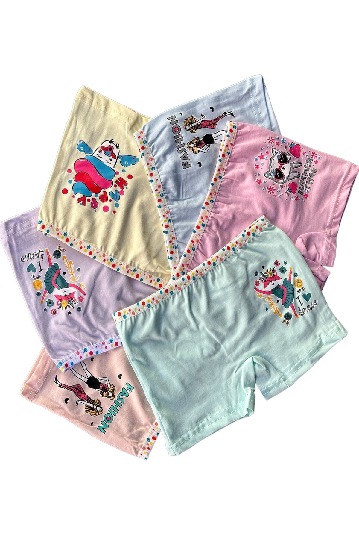 6'lı Dondeza Pastel Renk Kız Çocuk Boxer