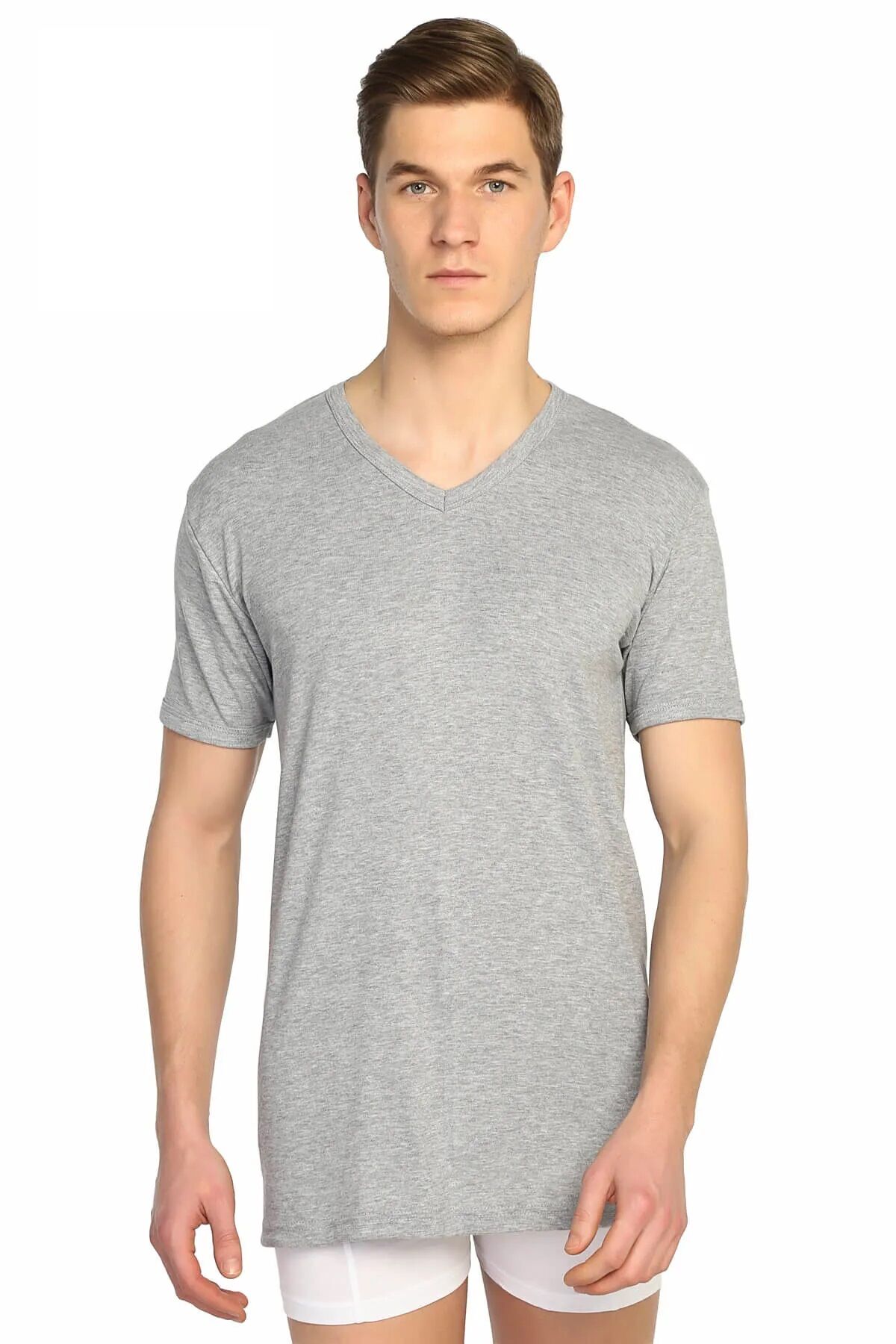 Tutku V Yaka Ribana Erkek Fanila TER0107 S - GRİ