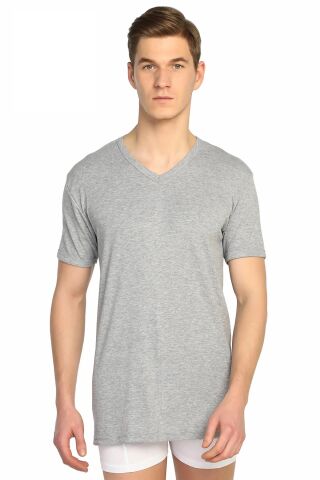 Tutku V Yaka Ribana Erkek Fanila TER0107 S - GRİ