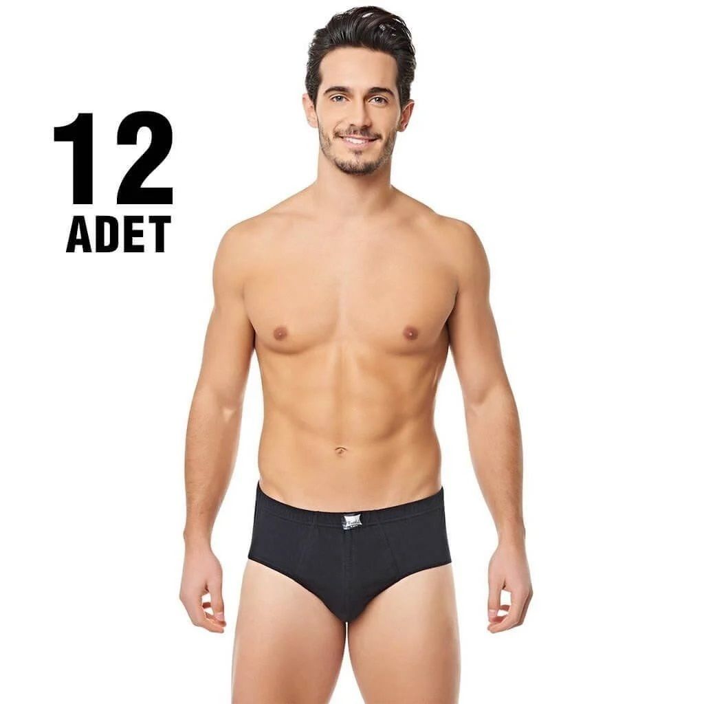 12'li Tutku Renkli Erkek Kom Slip Külot TER0109-R 2 - SİYAH