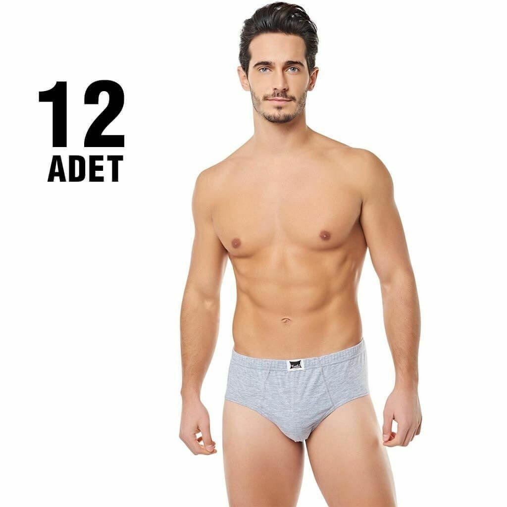12'li Tutku Renkli Erkek Kom Slip Külot TER0109-R 3 - GRİ