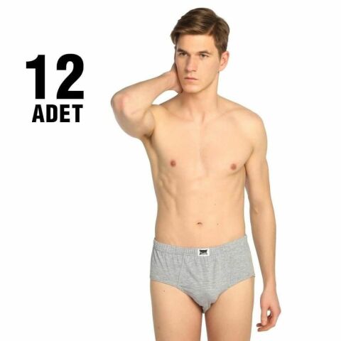 12'li Tutku Renkli Erkek Kom Slip Külot TER0109-R 3 - GRİ