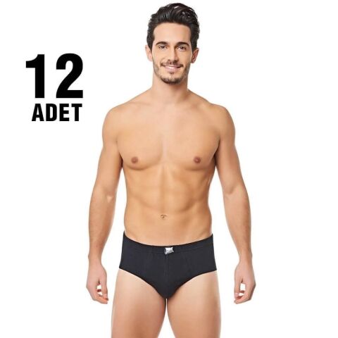 12'li Tutku Renkli Erkek Kom Slip Külot TER0109-R 4 - SİYAH