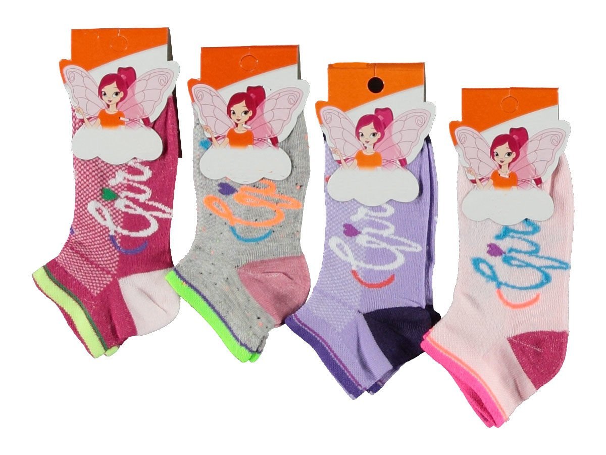 Desenli Kız Patik Çorap 12'li
