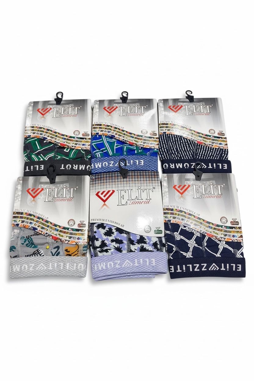 (1 Adet) Zümrüt Desenli Erkek Boxer