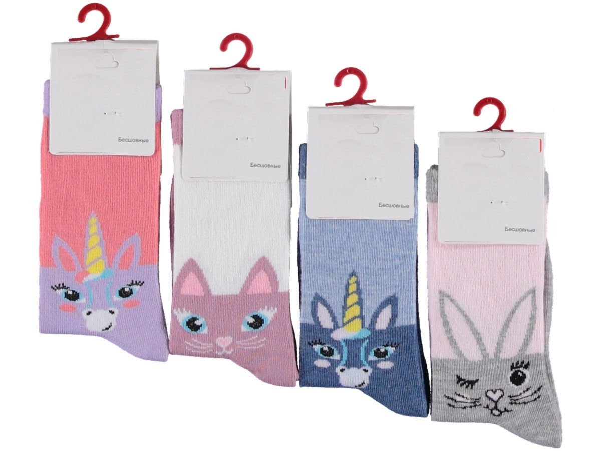 12'li Ekinoks Dikişsiz Özel yıkanmış Desenli Kız Soket Çorap