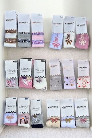 3'lü Desenli Çocuk Külotlu Çorap (Kız Çocuk Lastik Hediyeli)