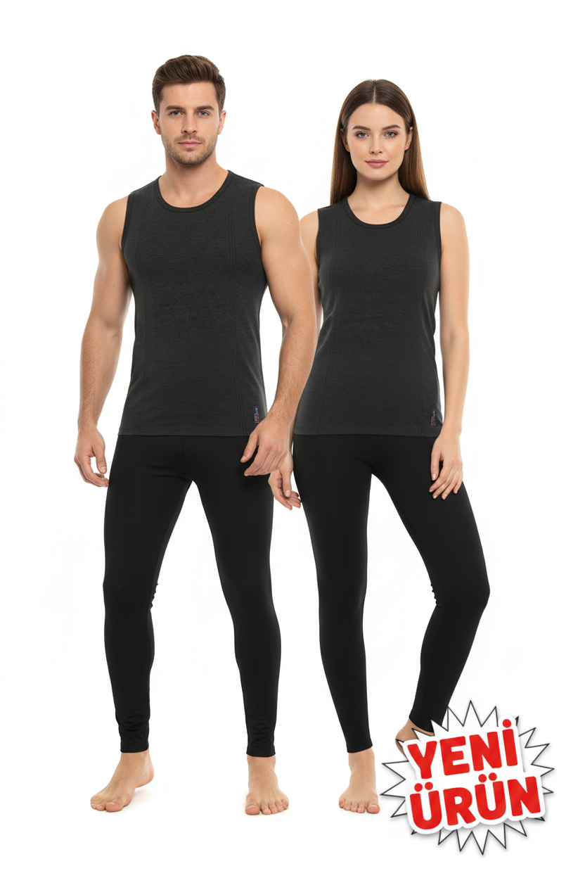 Unisex Standart Benden Esnek Şardonlu Termal Tayt