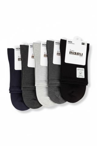 6'lı Dikişsiz Saf Penye Pamuk Lüks Yarım Bilek Erkek Çorap