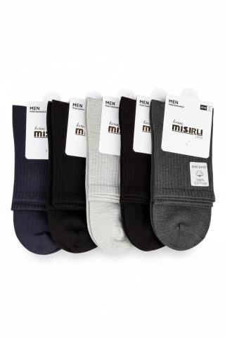 6'lı Dikişsiz Saf Penye Pamuk Lüks Yarım Bilek Erkek Çorap