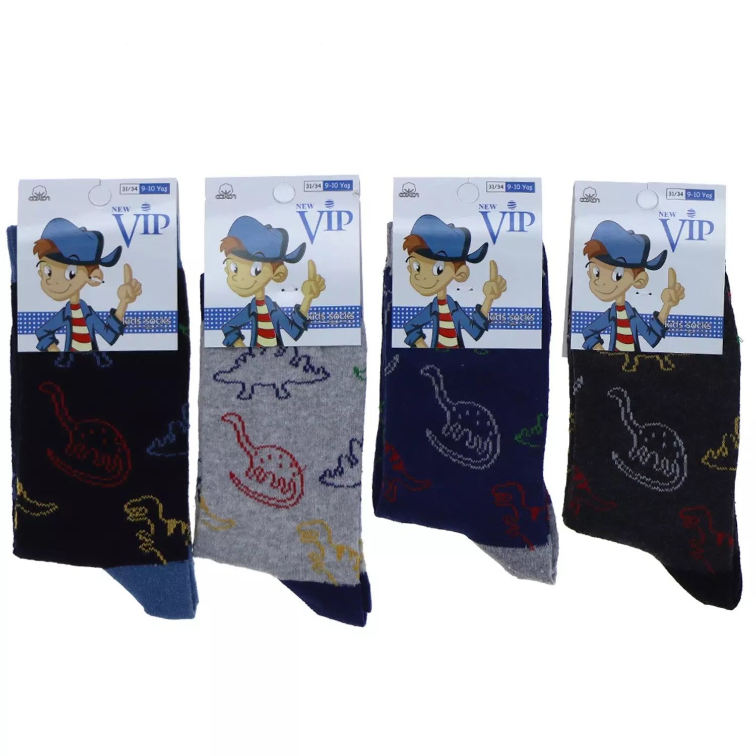 12'li Vip Desenli Erkek Çocuk Soket Çorap