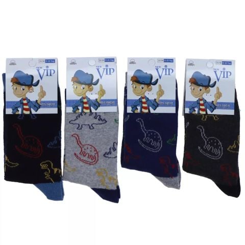 12'li Vip Desenli Erkek Çocuk Soket Çorap