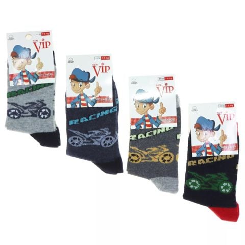 12'li Vip Desenli Erkek Çocuk Soket Çorap
