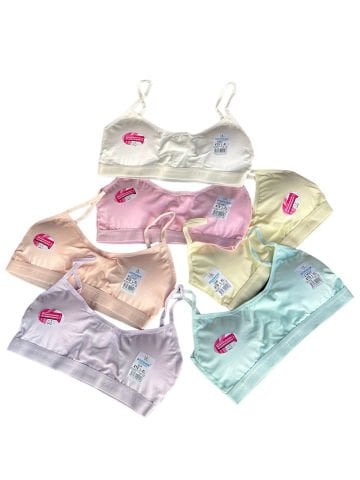 6'lı Dondeza Pastel Renk Kız Çocuk İp Askı Pedli Alıştırma Sütyeni Büstiyer