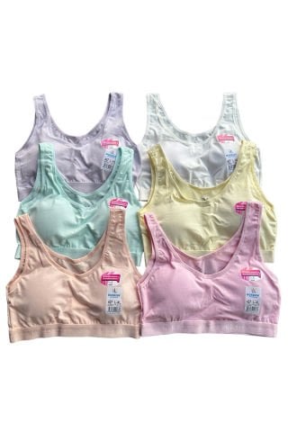 6'lı Dondeza 427 Pastel Renk Kız Çocuk Kalın Askı Pedli Alıştırma Sütyeni Büstiyer